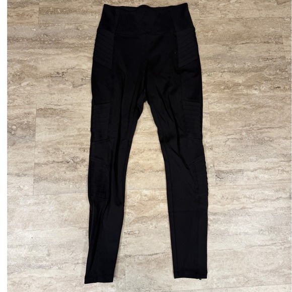 Athleta Pants - Athleta Delancey Moto Tight Black High Rise Leggings Ankle Zip Small